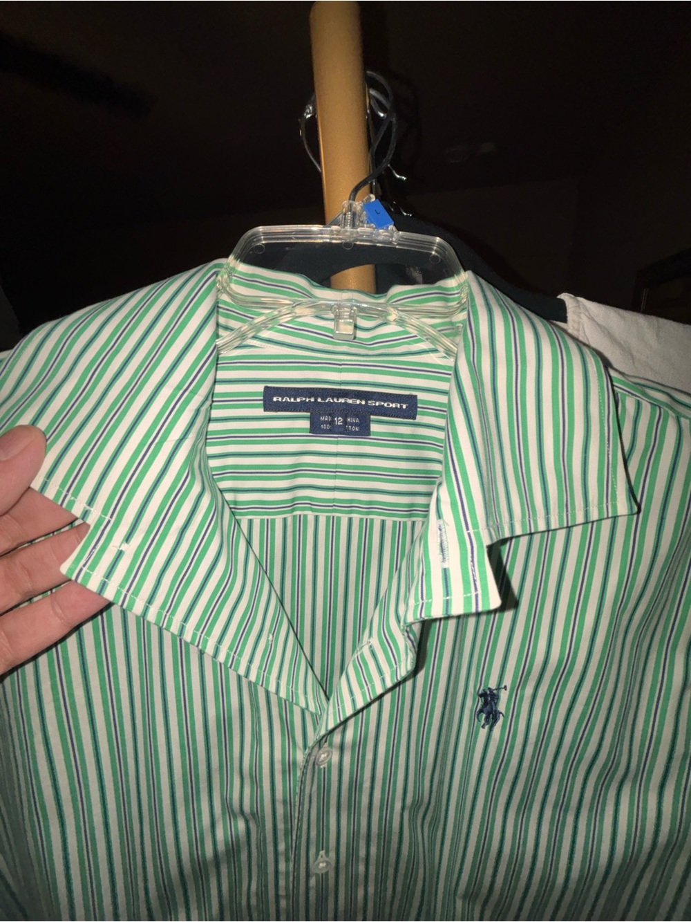 Ralph Lauren Green Striped Boys Button-Up Shirt
